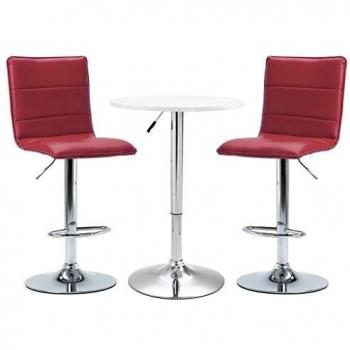 vidaXL Set Mesa Alta y Taburetes de Bar 3 Piezas Cuero Sintético Hogar Jardín Salón Cocina Bricolaje Decoración Diseño Mobiliario Muebles Blanco