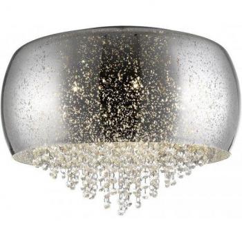 Plafón de diseño Luna Chrome 5 bombillas 32cm, cromo y cristal, diámetro de 32 cm