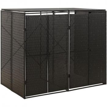 Double Wheelie Bin Shed Black 140x80x117 cm Poly Rattan
