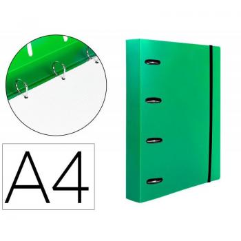 Carpeta con recambio Liderpapel A4 cuadro 5mm 100 hojas 80g polipropileno 4 anillas mixtas 25mm verde