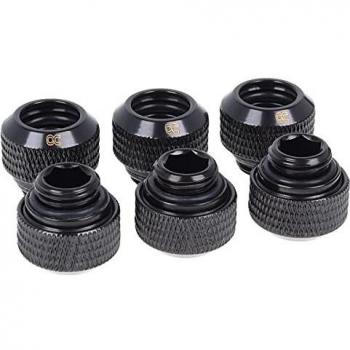 Alphacool 17375 Eiszapfen 12mm HardTube compression fitting G1/4 - knurled - deep black sixpack Water cooling Fittings