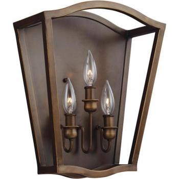 Aplique de pared Yarmouth de 3 luces en latón envejecido pintado, 38,4 cm