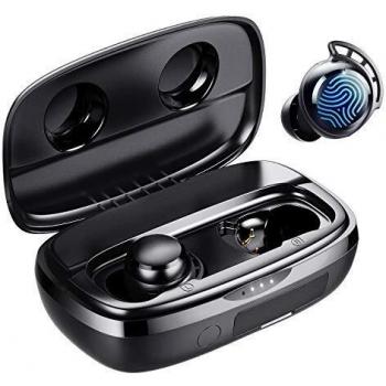 Auriculares Inalámbricos Bluetooth 5.0, Tribit 100 Horas y Carga Rápida USB-C, IPX8 Impermeable, Control táctil, en la Oreja Bajos Profundos Micrófono Incorporado Audifonos Inalambricos, FlyBuds 3