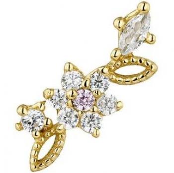Piercing Jardin Romantique de Plata Bañado en Oro Amarillo 18k