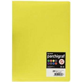 Grafoplas 1450163 - Carpeta de 20 fundas, tamaño folio, tapas PP, color amarillo parchís