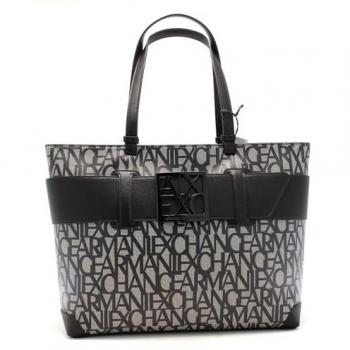 Armani Exchange Women's Black Printed Tote Bag, One Size, Casual Style
