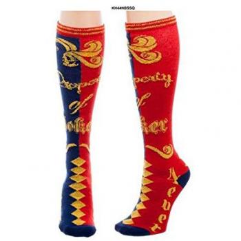 Meroncourt DC Comics Suicide Squad Women's Harley Quinn Property of Joker Knee High Socks Calcetines Altos, 100 DEN, Rosso, 37-40 para Mujer