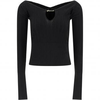 Jacquemus Women's Pralù Black Knitted Viscose-Blend Top Size 38