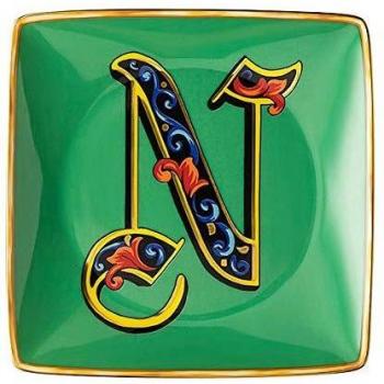 Bandeja Cuadrada de Porcelana Versace Holiday Alphabet 12 cm Letra N