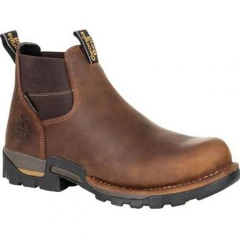 Georgia Boot Eagle One Steel Toe Waterproof Chelsea Work Boot - Men's Wide Brown Size 13