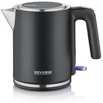 Hervidor eléctrico SEVERIN WK 9555, 1 L, 2400 W, acero inoxidable y negro, filtro antical, tapa XXL y libre de BPA