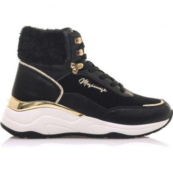 Zapatillas deportivas mujer 63346 negro con cierre cordones y puntera redonda