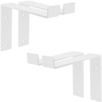 Set de 4 Soportes de Estante en L de Metal Blanco 200 x 145 x 40 mm, Capacidad Máxima 50 kg, Estilo Industrial para Montaje en Pared