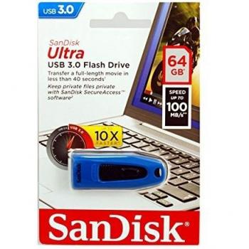 SanDisk Ultra 64GB USB 3.0 Flash Drive - Blue