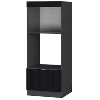 Armario para microondas Fame-Line, 60 cm, Rayas Negras, Abierto con Cajón