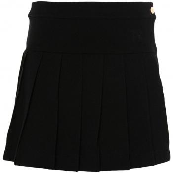 Palm Angels Women's Monogram Pleated Skirt in Black | Size Large | PWCC070S24FAB001