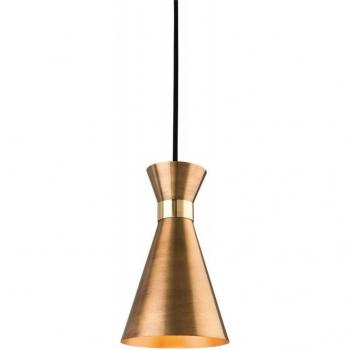 Colgante de diseño Ohio Antique oro 1 bombilla 21cm, lámpara colgante de techo en oro envejecido, latón, E27