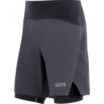 GORE WEAR R7 Pantalón corto de running 2 en 1 para hombre, S, Negro