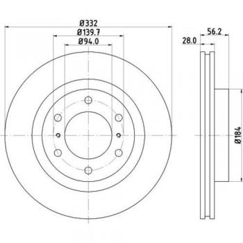 Disco de freno ventilado HELLA 8DD 355 119-081 para Mitsubishi Pajero 4