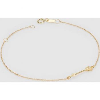 Pulsera flecha en oro con detalles de corazón y circonitas