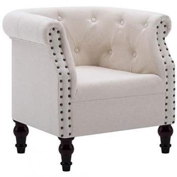 vidaXL Sillón Tapizado de Tela 67x60x67cm Lino Claro Mobiliario Interior Hogar