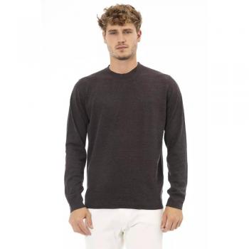 Alpha Studio Brown Cotton Crewneck Long Sleeve Regular Fit Sweater - IT50 | L