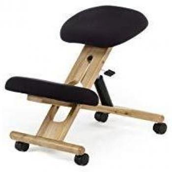 Silla de Oficina Ergonomica, Silla de Escritorio, Modelo Flip, Acabado en Color Negro y Madera, Medidas: 46 cm
