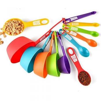 EigPluy Cucharas Medidoras,Juego 12 Piezas Cucharas y Tazas Medidoras de Plástico, Tazas Medidoras Cocina para Medir Líquidos y Los Ingredientes para Cocción y Horneado