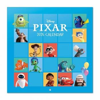 Calendario 2025 pared Disney Pixar 30x30 cm, planificador mensual con espacio para anotar e ilustraciones multicolor