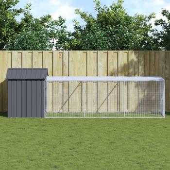 vidaXL Chicken Coop with Run Anthracite 117x405x123 cm Galvanised Steel