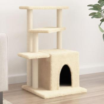 Rascador para Gatos con Postes de Sisal Torre Gatitos 83,5 cm Color Crema, Gris claro, Gris oscuro y más