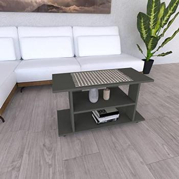 Mesa con Ruedas Henor de Madera FSC® Mod. Pilar 90x40x65.5 cm - Ruedas Giro 360º con Freno en Grafito