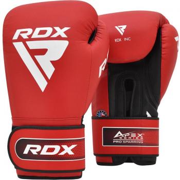 Guantes de Boxeo RDX Pro Sparring Apex A5 de Cuero Artificial Rojo y Blanco - 14 oz