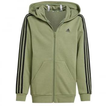 Sudadera con Capucha Adidas Essentials Fleece 3 Franjas Verde Oliva Unisex 164 cm