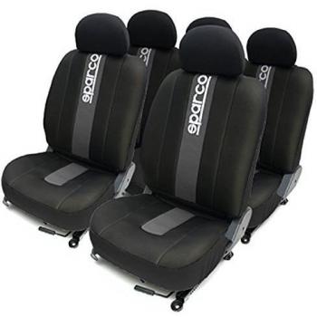 Sparco SPC1012 CLASSIC - Set Universal de Fundas para Asientos de Coche, Negro y Gris, 11 Unidades