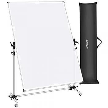 Neewer 79 x 55 Pulgadas Difusor de Luz para Fotografía con Marco Giratorio de 270 Grados y Soporte Ajustable en Altura 7-10 Pies con Ruedas, Tela de Difusión Blanca de Poliéster para Luces de Estudio