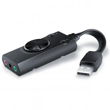 CSL – Minitarjeta de sonido USB externa | Sonido envolvente virtual | Para ordenadores, portátiles, tabletas-PC, Macbook | Plug & Play | Compatible con Windows 10 | Color negro
