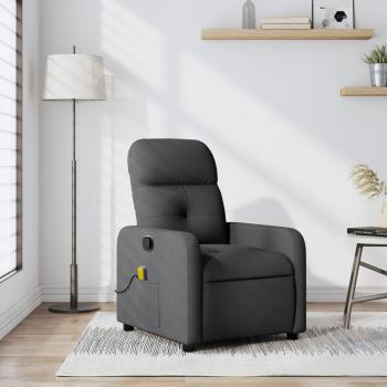 Silla de masaje reclinable gris oscuro en tela Vidaxl con función de masajes, diseño ergonómico, reposabrazos acolchados, respaldo ajustable y tapizado en tela suave