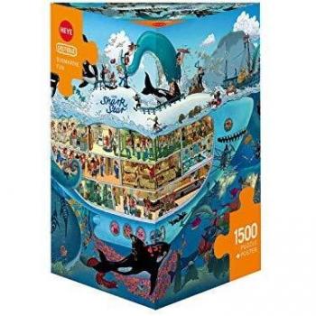Puzzle 1500 Piezas Diversión Submarina - Puzzle Heye, Caja Triangular de 1500 Piezas, temática de animales