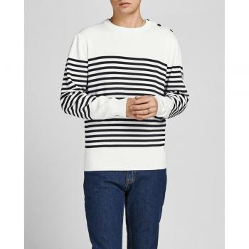 Jack&Jones Hombre Jersey de Punto a Rayas con Cuello Redondo