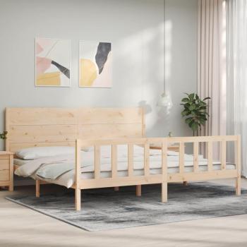 Estructura de cama de madera maciza con cabecero 200x200 cm