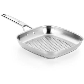 Sartén Grill Rayado Bra Signature 28 cm, Acero Inoxidable, Mango Ergonómico, Apto para Todo Tipo de Cocinas