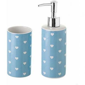 Dispensador y portacepillos de baño de cerámica clásicos Azules - LOLAhome