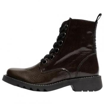 Fly London Women's Green Leather Ankle Boots with Block Heel