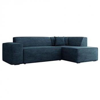 Sofá rinconero tapizado Comfivo 289, L-Forma con cojines, turquesa, 267x205x72cm
