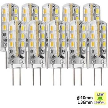 Sunix 10pcs Alta Potencia G4 1.5W 24 SMD 3014 LED Silicona Lámpara Bombilla de Proyector Blanco Cálido SU020