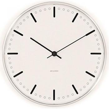 Arne Jacobsen City Hall Reloj de Pared, Aluminio, Blanco, 16 cm