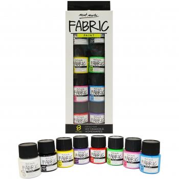 Pintura para Tela y Ropa Calidad Profesional Tonos Brillantes y Resistentes al Agua - Set 8 colores Blanco Negro Rojo Azul Amarillo Morado Verde y Rosa x 20 ml - Pintura de Tela y Textiles Permanente perfecta para Adultos y Niños, Ideal para Personalizar