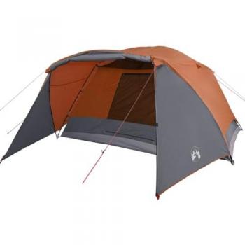 Tienda de Campaña con Porche para 4 Personas, Impermeable, Toldo Portátil de Senderismo, Carpa de Exterior en Color Naranja, Azul, Gris y Verde