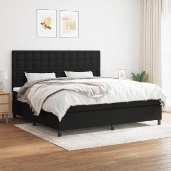 Cama box spring con colchón de tela negro 200x200 cm